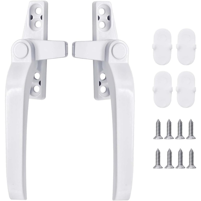 Glass Door Hinge - มือจับล็อคหน้าต่างกระจก 2 ชิ้น ทำจากโลหะผสมสังกะสี แบบกดเปิด ล็อคประตูและหน้าต่าง