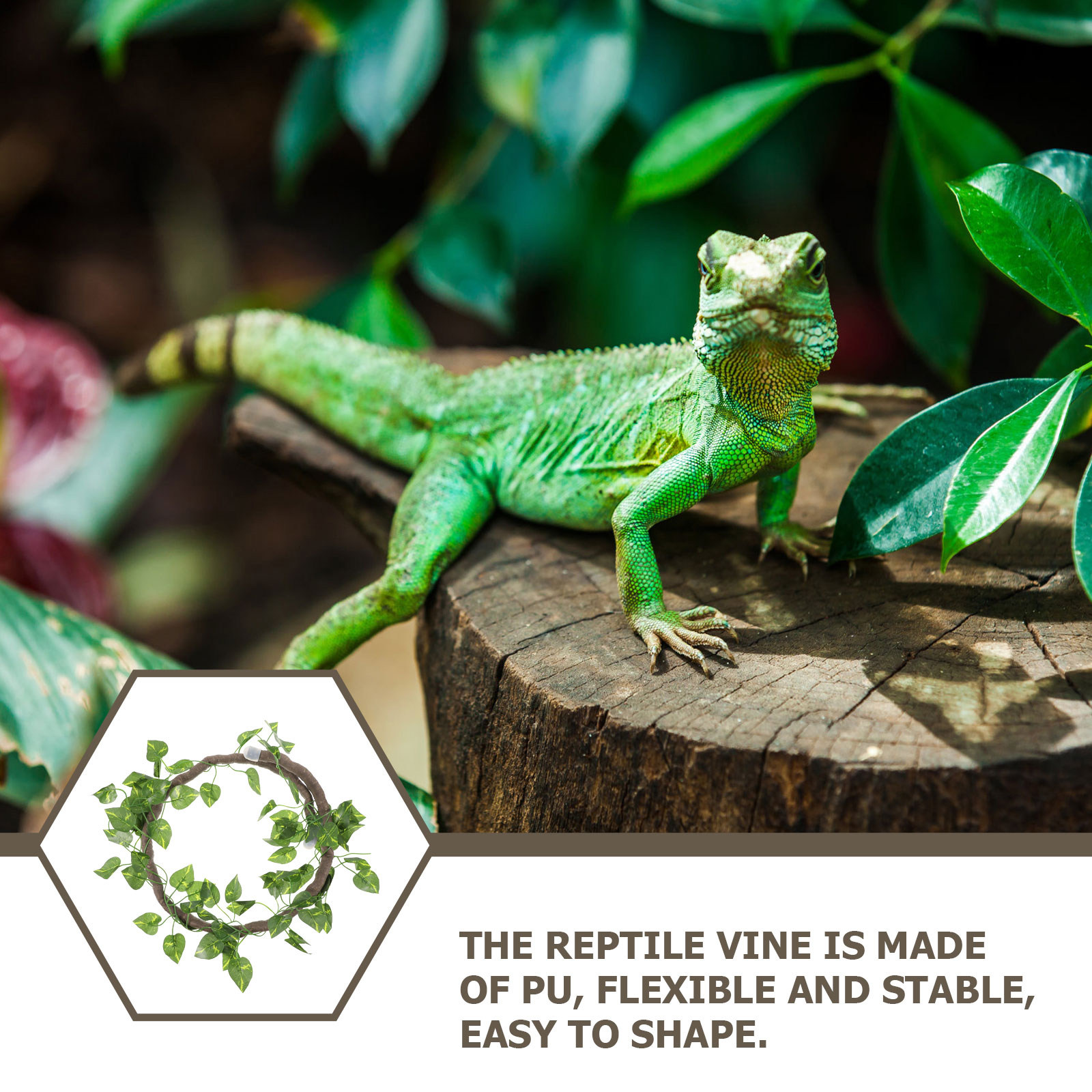 Vine Climbing Plastic - 1 ชุดเถาวัลย์จำลองสำหรับสัตว์เลื้อยคลาน กิ่งไม้เลื้อยเทียมที่สามารถดัดโค้งได้ ใบไม้เสมือนจริง ตกแต่งกรงสัตว์เลี้ยง