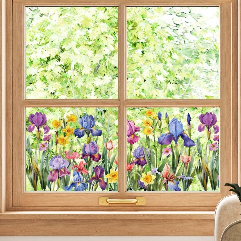 สีสันสวยงาม Iris ดอกไม้สติ๊กเก - Pvc Panel Background บทวิจารณ์และราคา